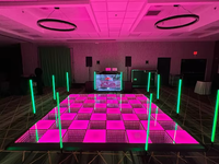 Plancher de danse magnétique Lumière matricielle LED sans fil pour fête de mariage Danse interactive Plancher de danse LED Lumières de faisceau blanc Contrôle