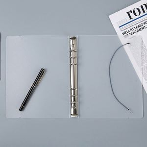Classeur à 4 anneaux en PP givré avec sangle élastique, carnet semi-transparent à feuilles mobiles pour le bureau et la papeterie scolaire - Product Image 5