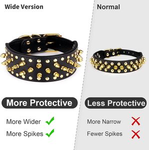 NiBao <span class=keywords><strong>Collar</strong></span> de perro de cuero PU con pinchos Ancho ajustable duradero para razas pequeñas, medianas y grandes - Product Image 4