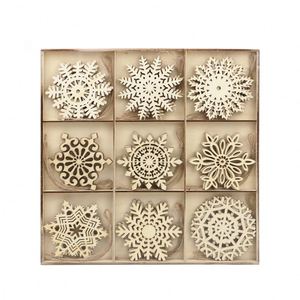 Pendentif décoratif personnalisable en bois flocon de neige, fait main, éco-responsable, style moderne et épuré, pour Noël - Product Image 3