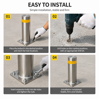 Poteau de signalisation anti-choc en acier inoxydable 316 de 3 mm d'épaisseur et 1100 mm de hauteur, finition mate, résistant aux impacts, pour parkings