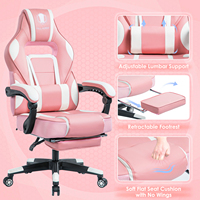 Chaises de bureau modernes pour joueurs, chaises de jeu roses avec repose-pieds pour filles