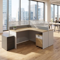 Poste de travail de bureau incurvé avec cloison, bureau informatique moderne en bois, table de direction pour employés, ensemble de mobilier de bureau
