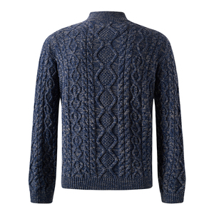 Custom Logo OEM ODM Men's Jacquard <b>Jumper</b> <b>Pullover</b> Knitwear Winter Long Sleeve Knitted Quarter Zip Merino Wool Sweater - Product Image 5