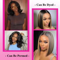 Perruques Courtes Bob Ondulées Pas Chères en Cheveux Humains, Perruque Lace Front Transparente en Cheveux Brésiliens Bruts, Perruque Frontale HD Sans Colle pour Femmes