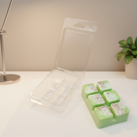 Boîte à bougies rectangulaire transparente en PET, emballage blister pour bougies parfumées à six compartiments en forme de cœur