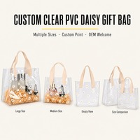 Sac fourre-tout transparent en PVC personnalisé, motif marguerite, sac cadeau transparent, sac pour bonbons de mariage, sac pour cadeaux d'anniversaire, sac de shopping