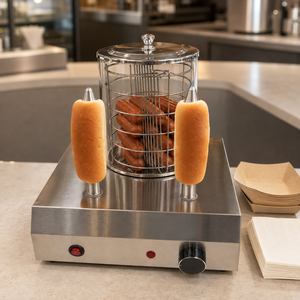 Machine à vapeur électrique professionnelle Marupin pour hot-dogs avec 2 supports chauffe-pains et chauffe-saucisses pour snack-bars et restaurants - Product Image 2