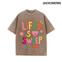 T-shirt Oversize Multicolore à Imprimé Lettres Bulles, Smiley, Cœur et Fleurs – Stock USA, Vente en Gros, Style Kawaii Décontracté