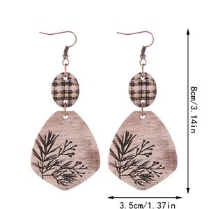 ต่างหูจี้อัลลอยลายสก็อตลายดอกไม้วินเทจเรจเรียลสำหรับผู้หญิงทันสมัย Uionen 1204 - Product Image 3