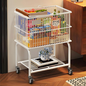 Con maniglia in legno ruote cucina frutta verdura organizzare cesto 2 livelli di soggiorno carrello a <span class=keywords><strong>terra</strong></span> scaffale per Snack carrello - Product Image 3