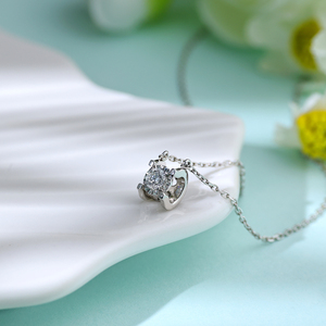 Custom Luxury 18K <b>Solid</b> Gold Pendant <b>Necklace</b> Solitaire Round Cut Natural Diamond Jewelry For Women Link Chain Daily Wear - Product Image 4