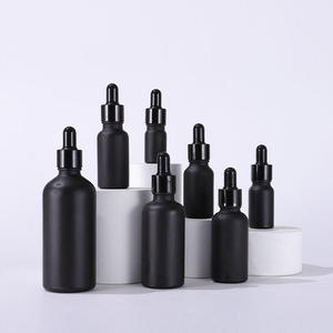Bouteilles en verre rondes courantes, flacons compte-gouttes en verre noir transparent pour huiles essentielles - Product Image 3