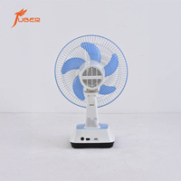 Ventilateur de bureau portable mécanique en plastique AC/DC 12 pouces avec lumière LED, batterie rechargeable et minuterie pour voiture et hôtel