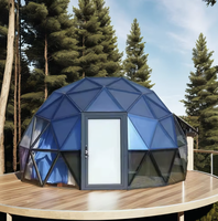 Dôme géodésique d'usine luxe 4m 5m 6m 8M 10M cadre rond en acier exposition Glamping verre tente maison Camping à vendre