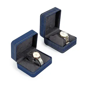 Manufacture Luxury Fancy Brand Couple 2 Watch Box Packaging For Travel Denim Wrist Watch Box High Quality