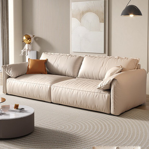 <span class=keywords><strong>Canapé</strong></span> en cuir crème Japandi moderne 2 places, <span class=keywords><strong>canapé</strong></span> minimaliste <span class=keywords><strong>à</strong></span> assise profonde, meubles de salon pour hôtel, villa, maison - Product Image 1