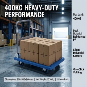 Customizable Four Wheel Folding Platform <b>Trolley</b> 400kg High Load Bearing Portable Hand Push <b>Cart</b> - Product Image 3