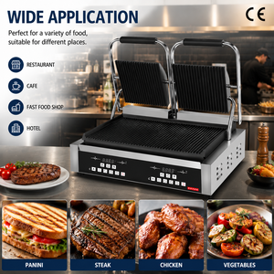 Presse à <span class=keywords><strong>panini</strong></span> électrique professionnelle à plaque simple ou double, contrôle indépendant de la température supérieure et inférieure, <span class=keywords><strong>grill</strong></span> de contact rainuré - Product Image 4