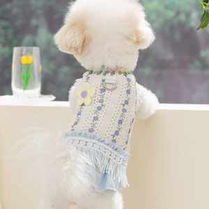 Gaby Korean Style Pastoral Plaid Traction Dress Small Dog Bixiong Summer Thin Sleeveless Dog <b>Clothes</b> <b>Pet</b> <b>Clothes</b> Wholesale - Product Image 3