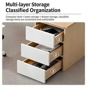 Escritorio para Estudiantes de Oficina en Casa, Mesa de Escritura Moderna con Esquinas Redondeadas, Amplios Cajones de Almacenamiento, Ecológico, Duradero, para Dormitorio, Estudio u Oficina - Product Image 5