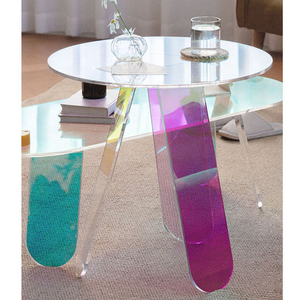 Mesa de Centro Inteligente de estilo moderno para sala de estar, redonda y ovalada con diseño acrílico de arcoíris colorido, decoración del hogar - Product Image 1