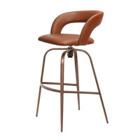 [Peau de vache italienne de qualité supérieure] Tabouret de bar avec structure en acier au carbone rotative, cuir véritable, modèle de luxe léger HD-7350, usage domestique