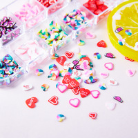 12 décorations 3D luxueuses pour ongles en céramique, fruits, fleurs, amour, en pâte d'argile souple, avec colle de remplissage pour la Saint-Valentin