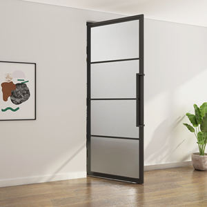 매트 유리가있는 내부 스틸 프레임 스윙 도어 도어 도어 손잡이가있는 내부 힌지 도어 - Product Image 4