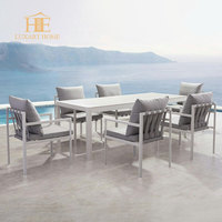 Usine de meubles de jardin Foshan, ensembles de meubles de salle à manger de luxe en aluminium pour cour, table de salle à manger extérieure pour 10 personnes, chaises