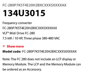 MS-Danfoss Low <b>Voltage</b> Drives Frequency <b>Converter</b> FC-280P7K5T4E20H2BXCXXXSXXXXAX 134U3015 - Product Image 4