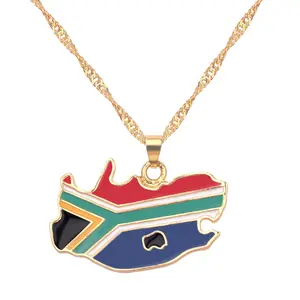 Alla moda in lega di titanio sud Africa mappa ciondolo viaggio regalo ciondoli catena collana gioielli per uomini e donne patriottici