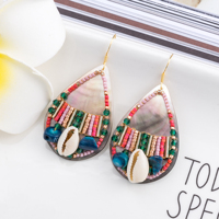 Boucles d'oreilles pendantes personnalisées tendance Hawaï été, coquillages Miyuki et cristaux faits main, accessoires exquis, vente directe fabricant