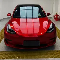 Film de Vinyle Premium Rouge Sang de Dragon Ultra Brillant pour Voiture, Autocollant Moto DIY, Film Adhésif Auto-Adhésif à Libération d'Air pour Changement de Couleur de Voiture