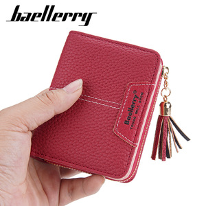 กระเป๋าสตางค์ใบเล็กสำหรับผู้หญิง Baellerry หนัง PU ซิปใส่เหรียญ พร้อมพู่ห้อย สีพื้น ใช้ได้ทุกวัน - Product Image 5