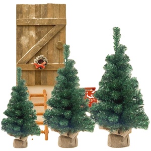 <b>Mini</b> 40/50/60cm Green <b>Christmas</b> <b>Tree</b> Linen Bottom <b>Tree</b> Festive Window Tabletop Decoration for Home Use - Product Image 2