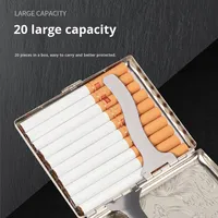 Vente chaude Étui à cigarettes rectangulaire en métal gravé et sculpté Motif créatif pour homme Clip en fer à rabat Portable