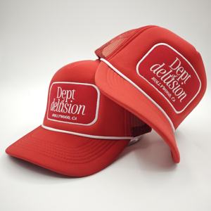 Gorra de béisbol de malla de 5 paneles de poliéster cómoda OEM con cuerda, logotipo bordado personalizado, gorra de camionero de espuma - Product Image 5