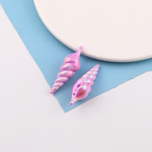 Cuentas acrílicas en forma de concha, chapadas, para la fabricación de joyería, colores aleatorios 35366 - Product Image 3
