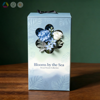 Boîte cadeau écologique réutilisable en gros avec imprimé floral, poignée en corde, fenêtre découpée unique, bouquet de roses pour la Saint-Valentin