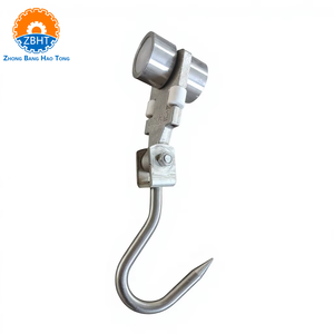 Système de rail à viande suspendu à double rail avec crochets de <span class=keywords><strong>boucher</strong></span> pour équipement de convoyeur de carcasses d'abattoir - Product Image 4
