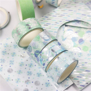 12 rollos <span class=keywords><strong>de</strong></span> cinta Washi <span class=keywords><strong>de</strong></span> tono azul con lámina <span class=keywords><strong>de</strong></span> plata decorativa DIY Scrapbooking diario suministros bala diario planificador pegatinas - Product Image 4