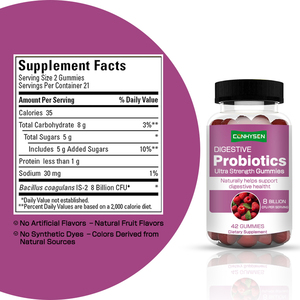 Ultra güçlü probiyotikler Gummies çiğneme probiyotikler doğal olarak yetişkinler için sindirim sistemi <span class=keywords><strong>8</strong></span> Bllion CFU desteği - Product Image 2