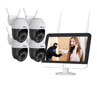 Bộ Hệ Thống LCD CCTV 4CH 4MP Camera IP PTZ An Ninh NVR Không Dây Bộ Giám Sát P2P Ngoài Trời Wifi Camera CCTV Nhiều Màu Âm Thanh