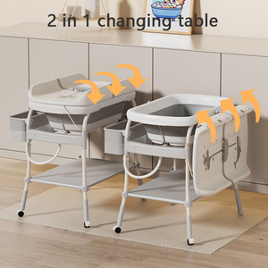 <span class=keywords><strong>Table</strong></span> à <span class=keywords><strong>langer</strong></span> 3 en 1 <span class=keywords><strong>avec</strong></span> <span class=keywords><strong>baignoire</strong></span>, station de change de couches multifonctionnelle <span class=keywords><strong>pliable</strong></span> pour bébé <span class=keywords><strong>avec</strong></span> plateau de rangement - Product Image 4