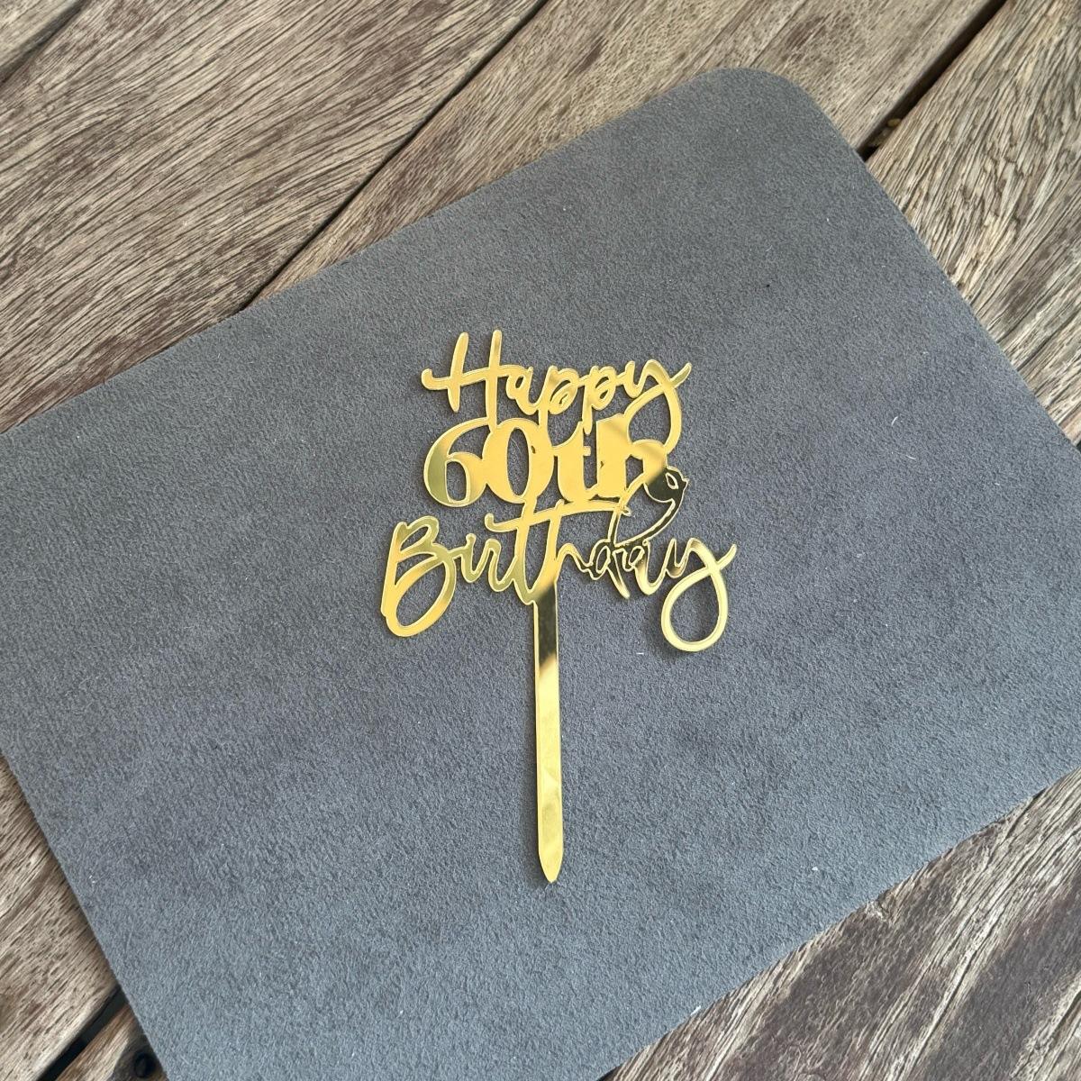 Decoración dorada para tarta de feliz 60 cumpleaños en oro