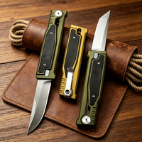 Couteau pliant à gravité en acier D2 - Manche en alliage d'aluminium, outil de survie professionnel, couteau de chasse tranchant, outil de poche EDC