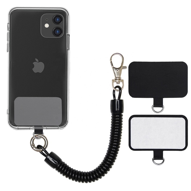 Hot Sale Phone Accessories Mountaineering Buckle Cord Spring Plastic Keychain Tool Elastic Phone Strap for Smartphone