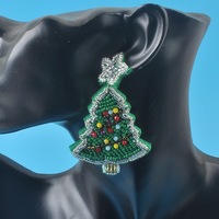 Boucles d'oreilles mini sapin de Noël perlées, mignonnes, petites, bijoux de Noël, cadeaux de fête d'hiver pour femmes