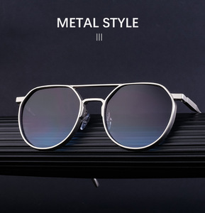 1330 Retro Oval Frame Men's Metal Double Bridge Driving <b>Sunglasses</b> <b>Round</b> Wholesale Shades Luxury Brand Designer - Product Image 3